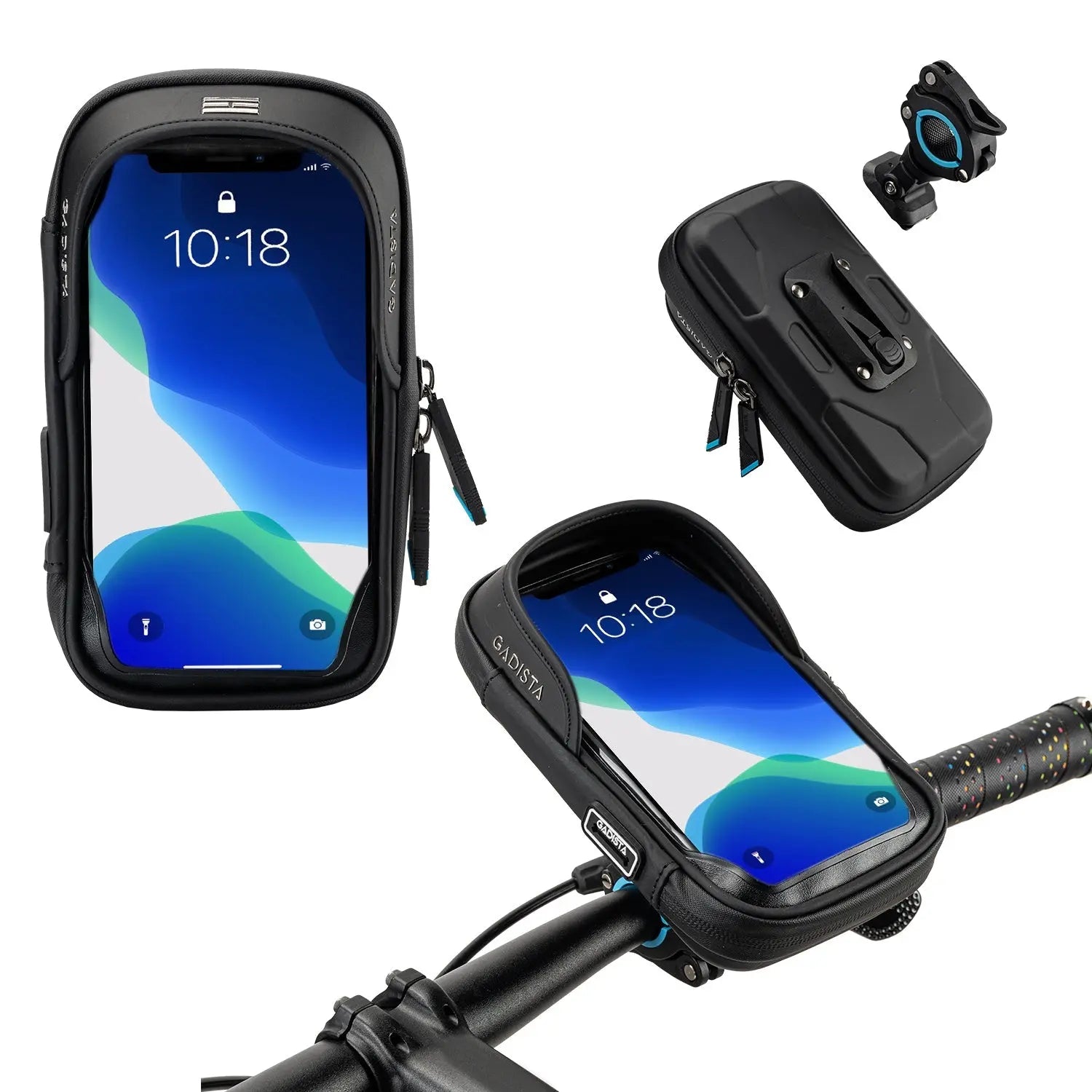 NOUVEAU : Support Telephone Velo/Moto/Trottinette. Support Telephone Moto étanche avec Housse de Pluie Transparente et Une Fixation innovante. Accessoire Velo Indispensable, Sacoche Velo GADISTA