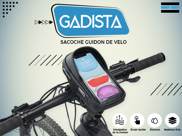 Sacoche potence de vélo, fixation universelle à l'aide 3 scratchs – GADISTA