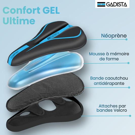 Housse de Selle de Vélo en Gel, Couvre Selle Velo Ultra Confortable pour VTT, Vélo de Route, E-Bike, et Vélo Spinning - Hommes et Femmes